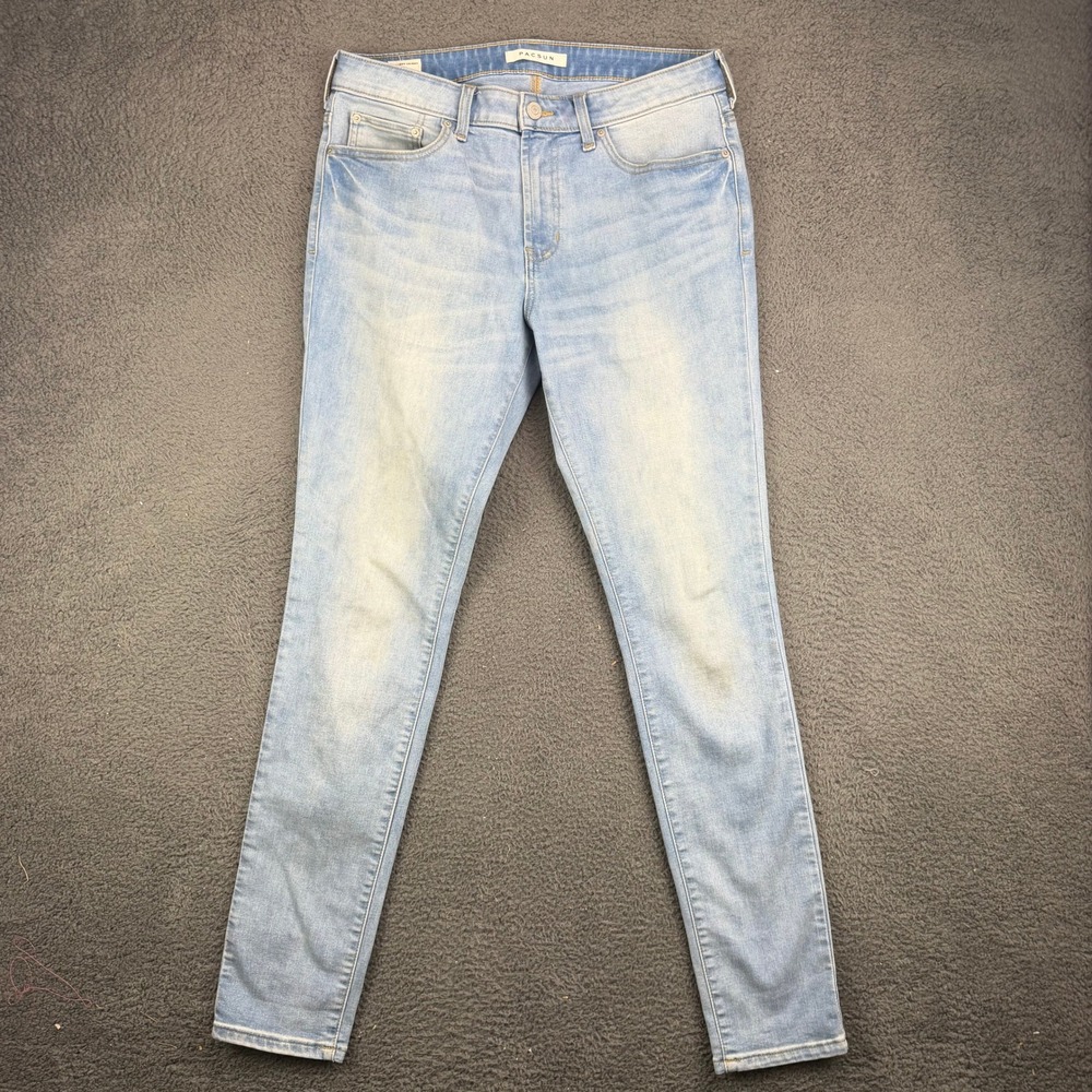 PacSun Stacked Skinny Jeans Mens 32x32 Light Wash Blue Denim Stretch